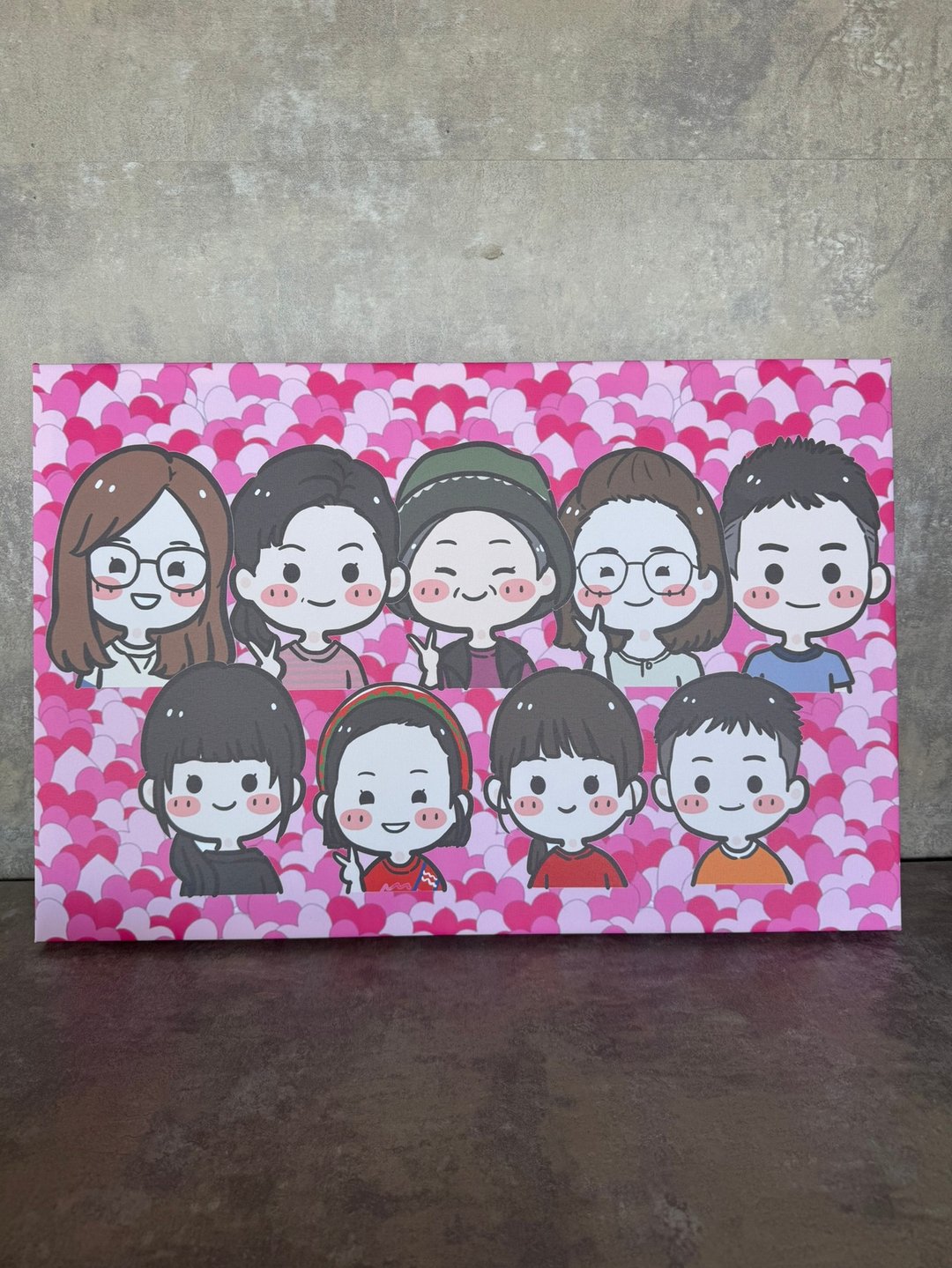 三代同堂幸福Q版画 手绘无框画 定制全家福摆饰 家人就是最大宝藏 - 摆饰 - 其他材质 咖啡色