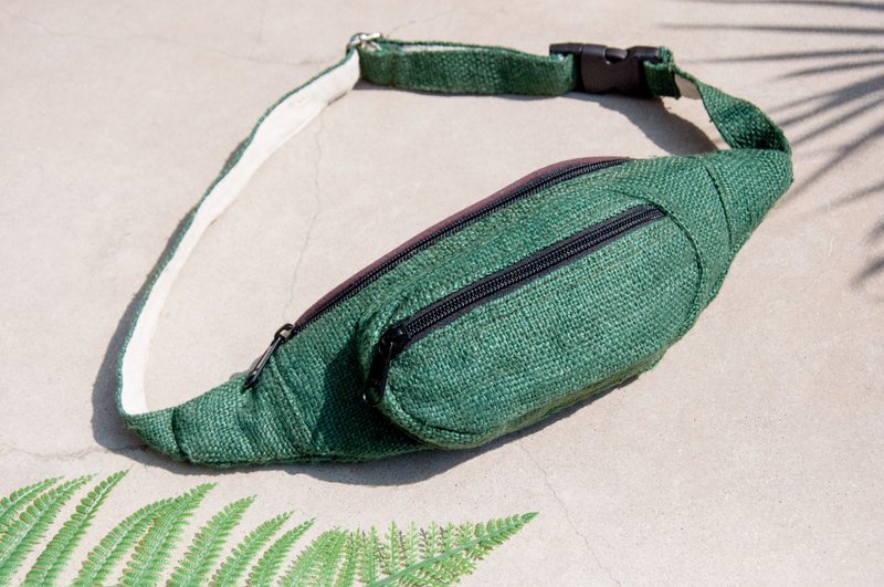 随身腰包 棉麻腰包 手织布侧背包 斜背包 胸前随身包 单肩包-草原 - 侧背包/斜挎包 - 棉．麻 绿色