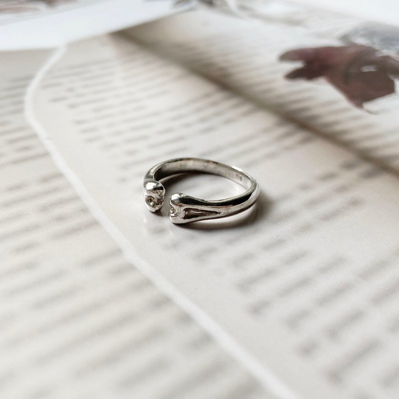 狗骨头纯银戒指 - 戒指 - 纯银 银色