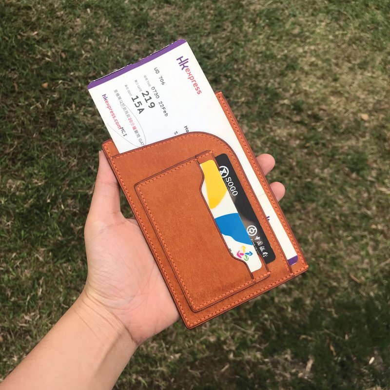 【Passport套/护照夹】橙啡色磨砂牛皮/旅行/多色可选/手工制造 - 护照夹/护照套 - 真皮 橘色