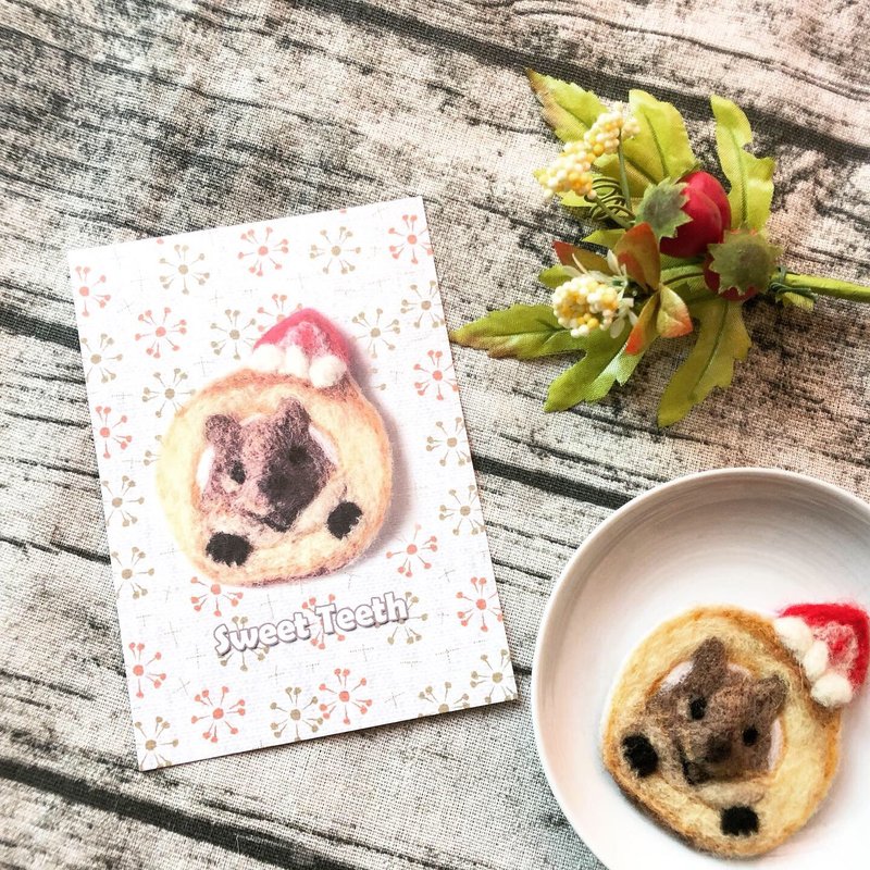 明信片 _ 短尾矮袋鼠 瑞士卷 蛋糕 羊毛毡 - 卡片/明信片 - 纸 卡其色