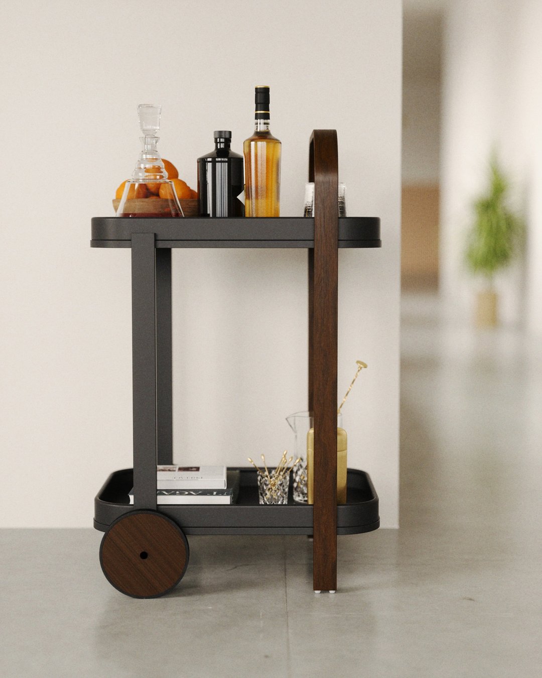 加拿大 Umbra Bellwood 双层置物推车 (胡木黑 80cm) 收纳推车 - 其他 - 木头 黑色