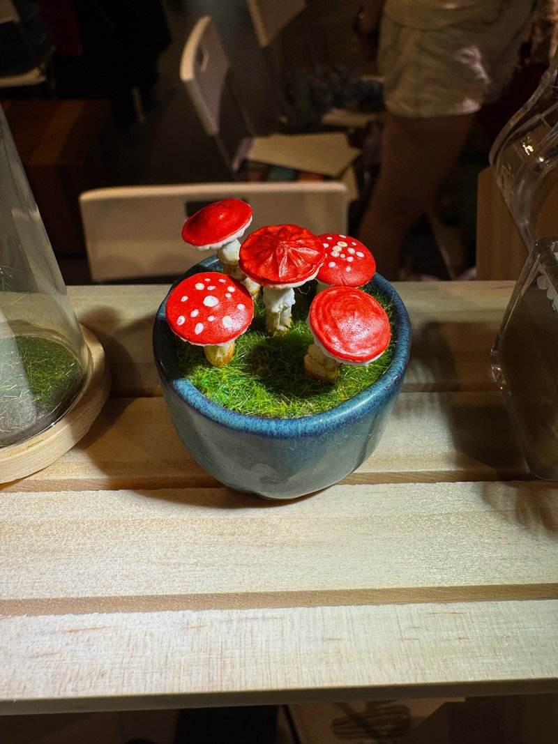 黏土蘑菇组合盆栽 - 植栽/盆栽 - 粘土 