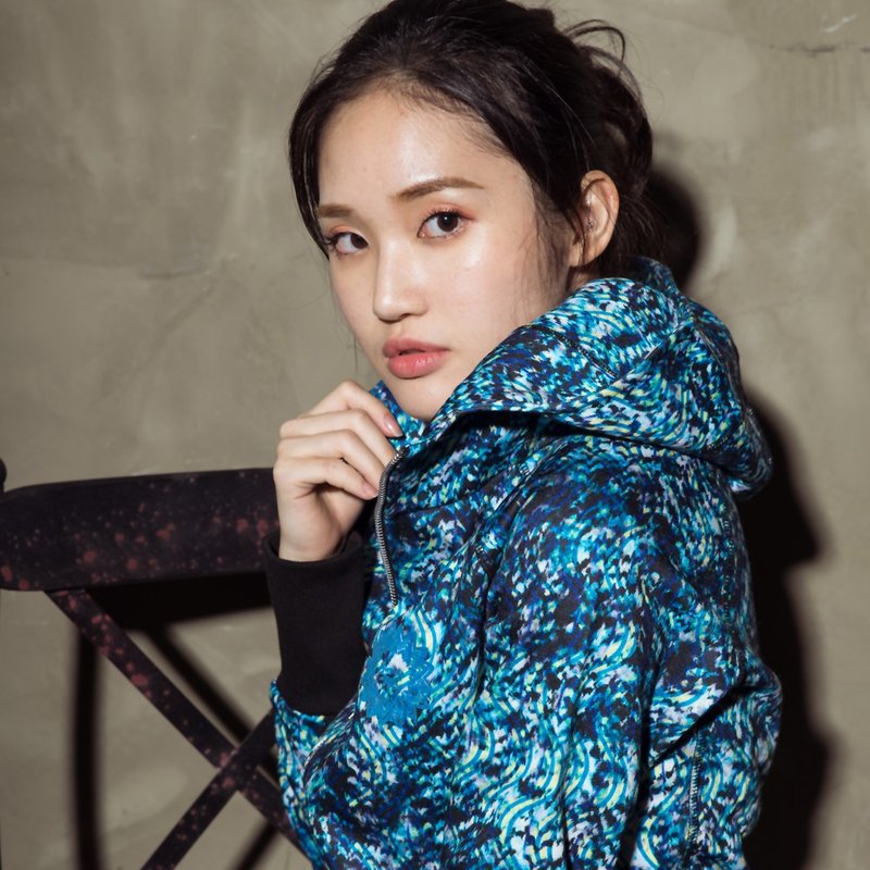 【Miracle】连帽外套│漩涡俪景Tear Blue in Shine - 中性连帽卫衣/T 恤 - 聚酯纤维 