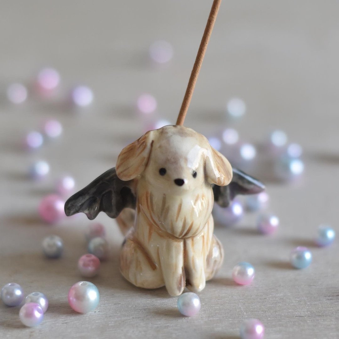 小恶魔狗狗 线香/干花座 - 摆饰 - 瓷 橘色