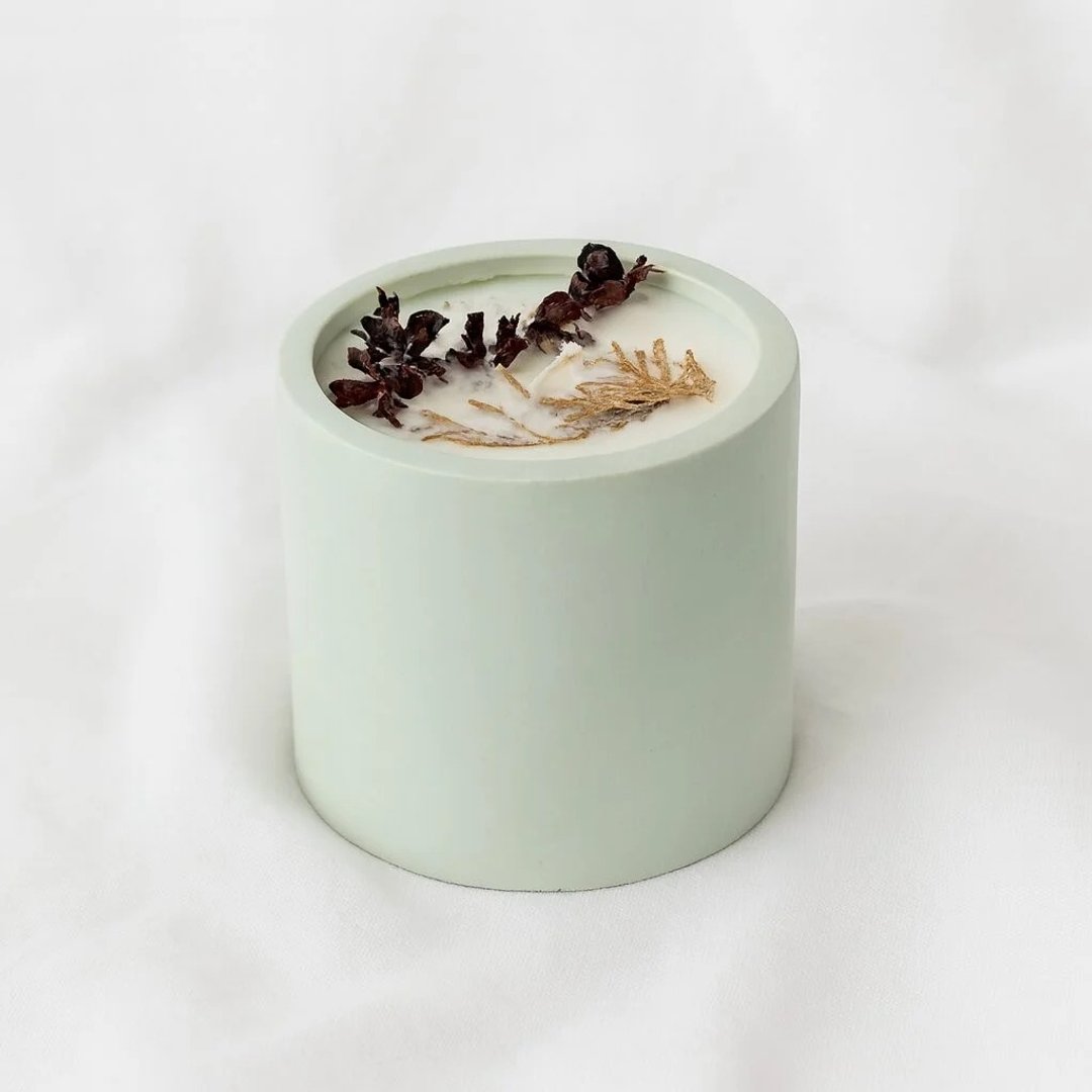 Forest 松木雪松青苔大豆手工陶罐香薰蜡烛 250g - 蜡烛/烛台 - 粘土 白色