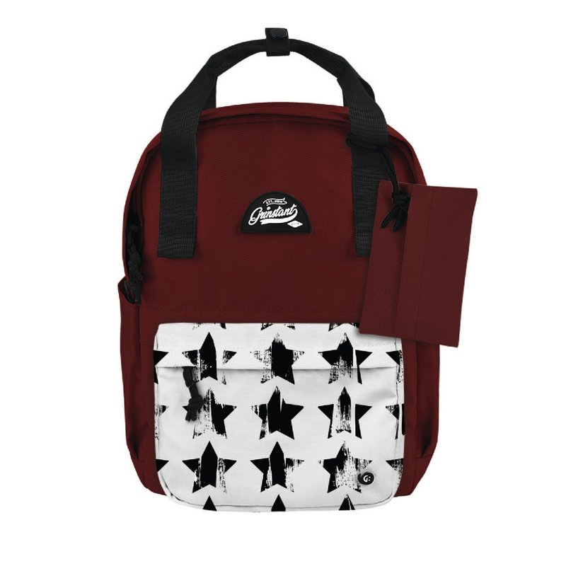 Grinstant混搭可拆组式13寸后背包 - 冒险系列 (深红色配星星) - 后背包/双肩包 - 聚酯纤维 红色
