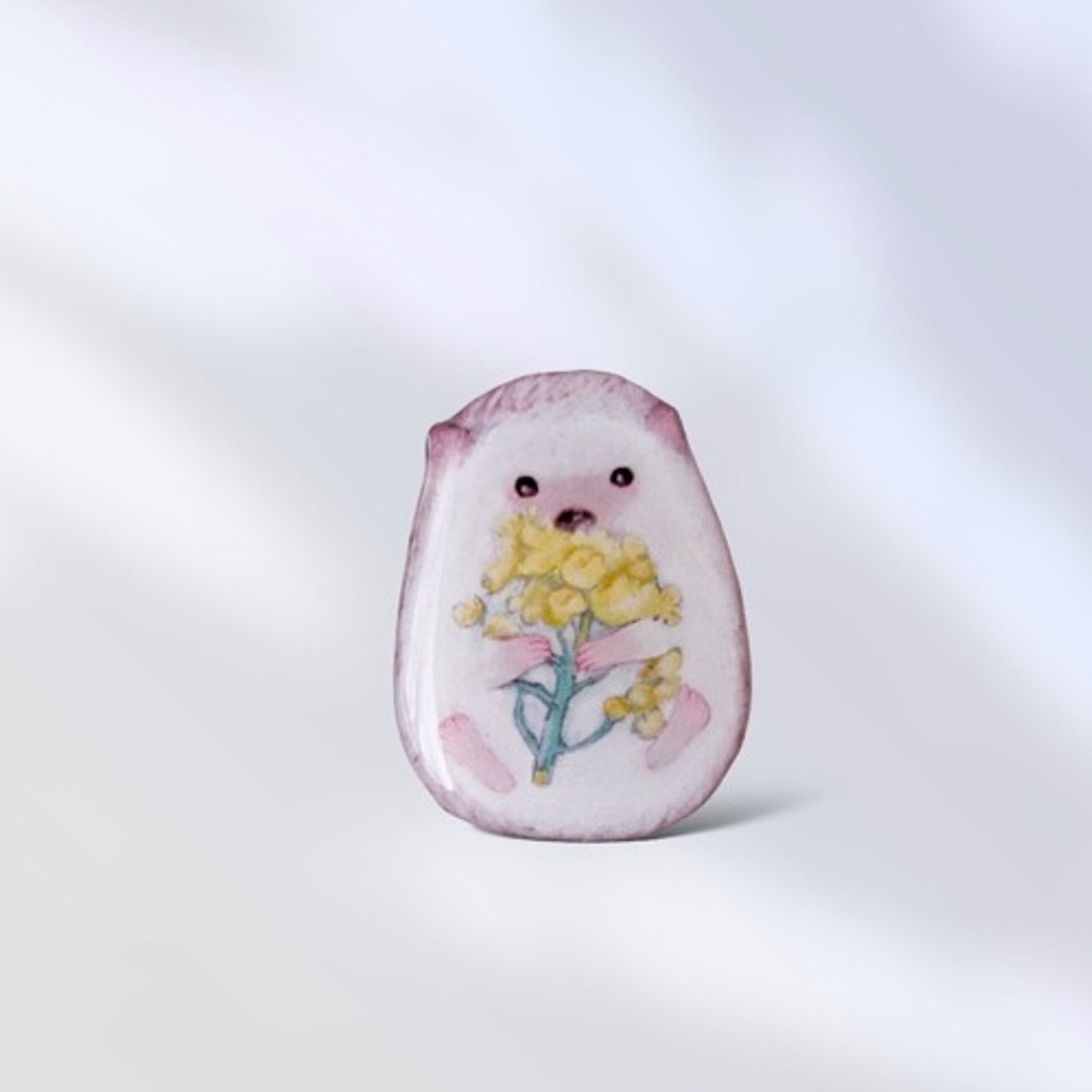 油菜花与刺猬胸针 - 胸针 - 塑料 