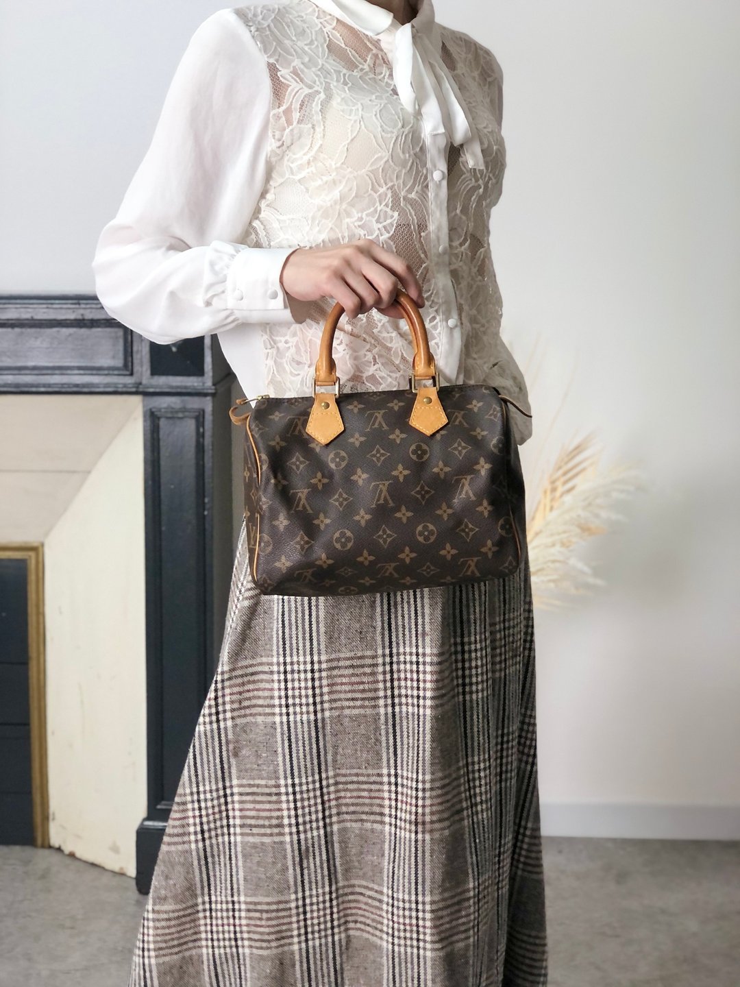 【日本直送 名牌二手包】LOUIS VUITTON Monogram 手提包 Speedy 25 PVC/皮革 迷你波士顿包 M41528 ffjgk5 - 手提包/手提袋 - 防水材质 咖啡色