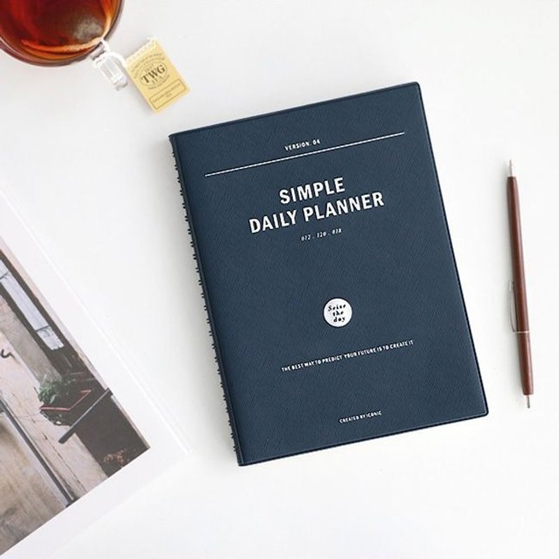 iconic 开学季-把握时光环装质感皮革日计划本V4-海军蓝,ICO87779 - 笔记本/手帐 - 纸 蓝色