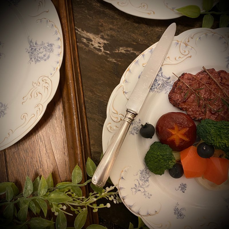 德国纯银800 素面手柄不锈钢刃餐刀 - 餐刀/叉/匙组合 - 纯银 银色