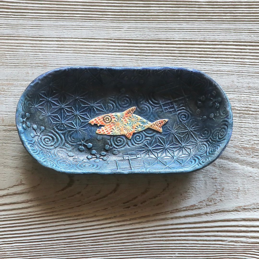 小盘鱼深蓝色 - 盘子/餐盘/盘架 - 陶 蓝色