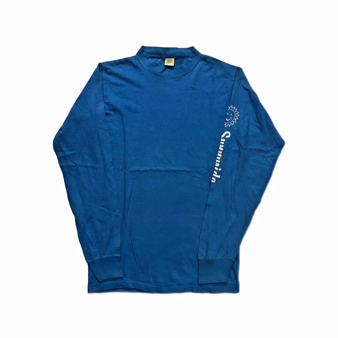 Vintage Long Sleeve T-shirt 太阳字母薄长袖 - 女装上衣 - 棉 蓝色