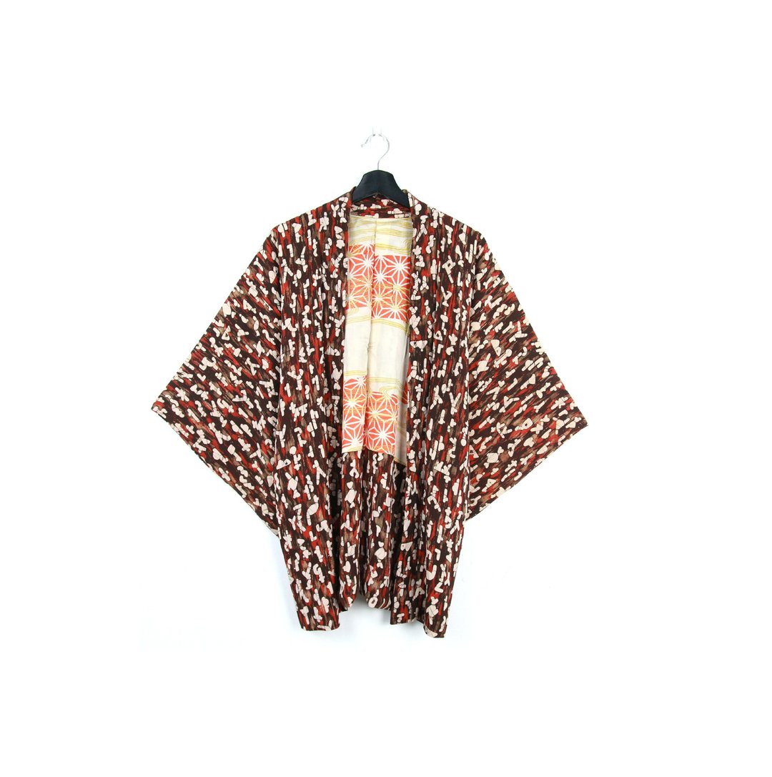 Back to Green-日本带回羽织 岩石纹路  /vintage kimono - 女装休闲/机能外套 - 丝．绢 
