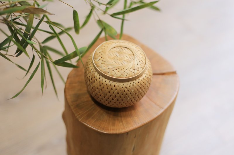 竹编系列 | 附盖双层小竹罐 | 茶罐 糖罐 围棋罐 | 手制竹编 自然 - 收纳用品 - 竹 