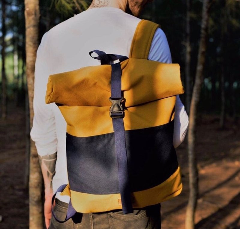 Yellow Roll Top canvas backpack Waterproof / Travel Backpack - 后背包/双肩包 - 其他材质 黄色