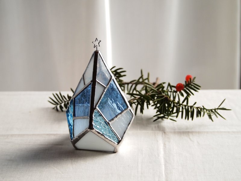 Tree Shining blue Led shining holy night candle holder - 灯具/灯饰 - 玻璃 蓝色