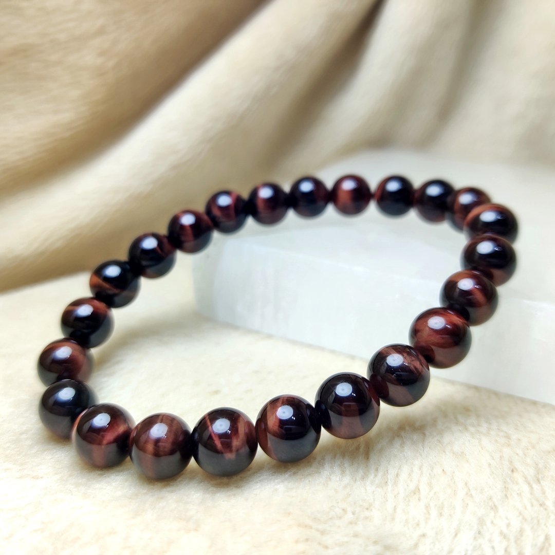红虎眼石 Tiger's eye Tigerite 手串 手链 天然水晶  8.5mm-12mm - 手链/手环 - 水晶 