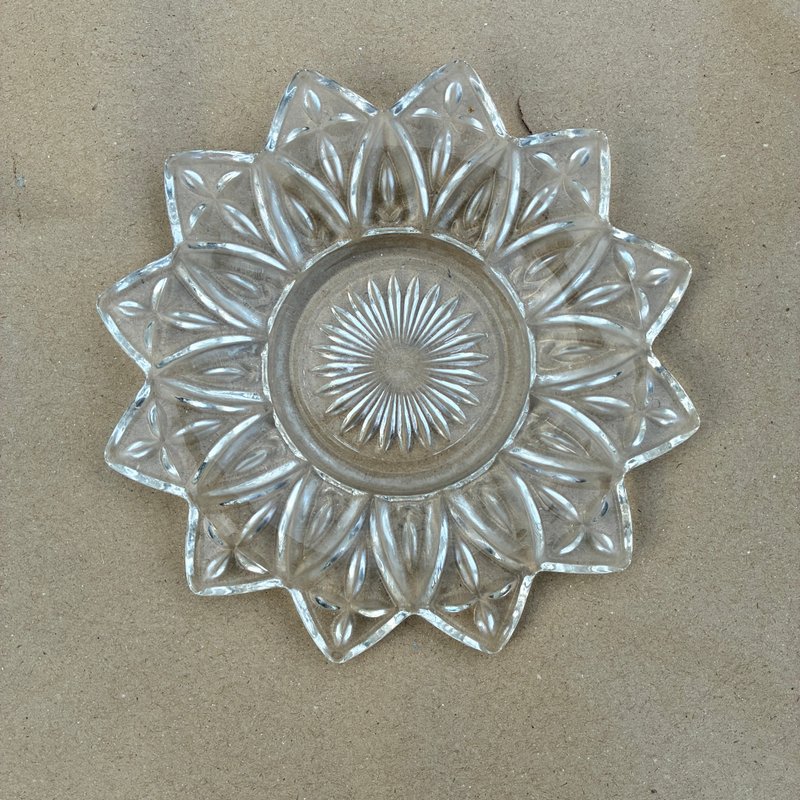 复古 Federal Glass PETAL CLEAR 星芒甜点盘 五件组 中古时期 19 - 盘子/餐盘/盘架 - 玻璃 白色