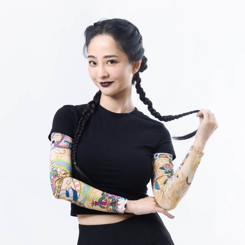 【MEGA COOUV】防晒凉感图腾袖套 不分尺寸 一双 2 入 防晒袖套 - 手套 - 其他材质 绿色