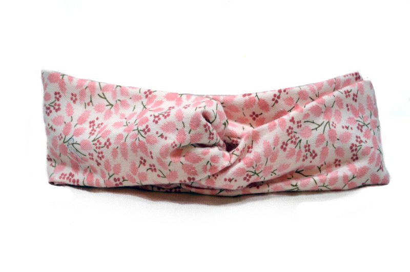 樱花树下 交叉发带 - 发带/发箍 - 棉．麻 粉红色