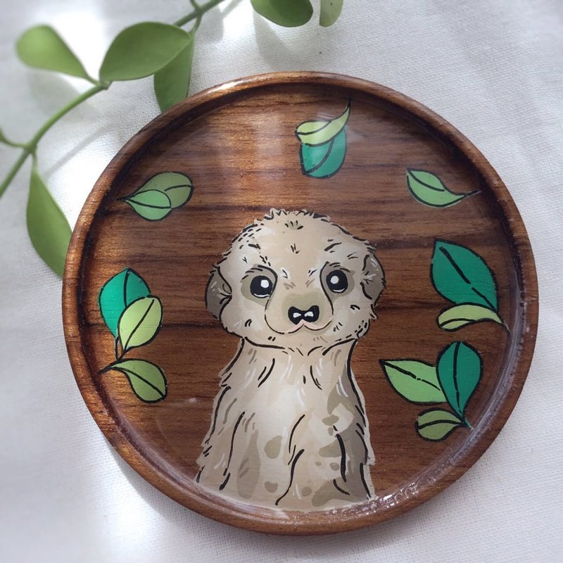 Wooden coaster meerkat - 杯垫 - 木头 咖啡色