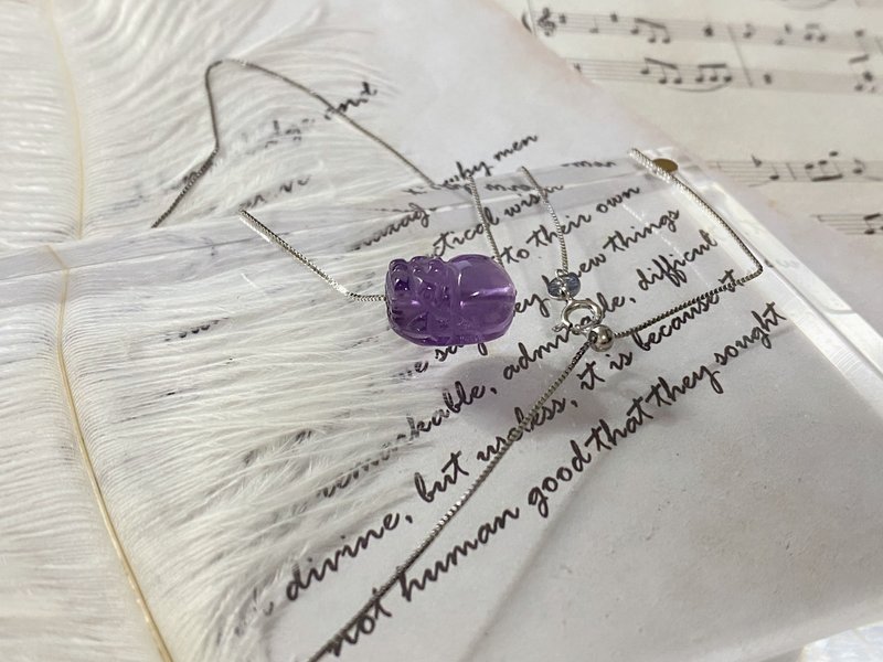 ʚ(圆的兔几)ɞ   水晶项链 ๑紫水晶貔貅 - 项链 - 其他材质 紫色