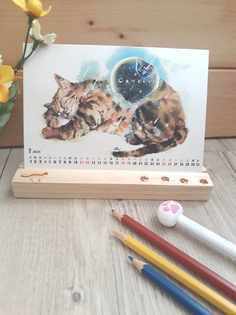 2020桌历/猫咪12星座/明信片/红色宇宙 - 年历/台历 - 纸 多色