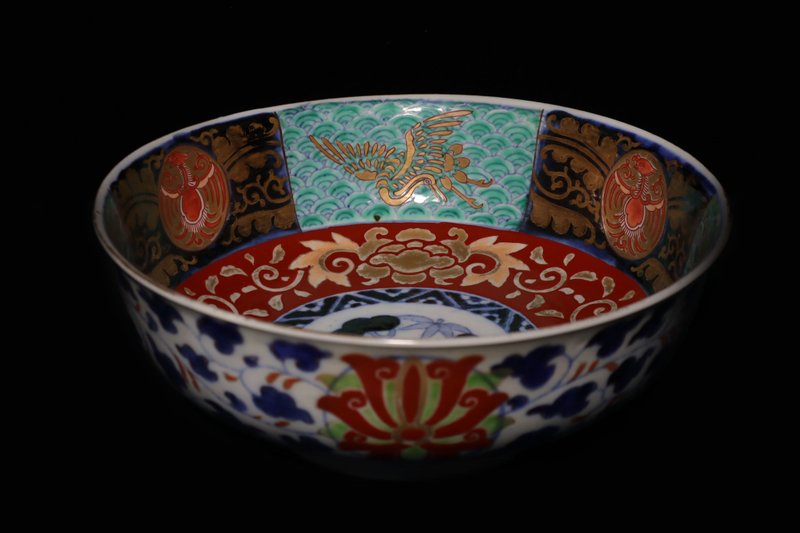 部町古物 日本 古伊万里 手绘描金凤纹卷草大钵 菓子钵 大盘 - 盘子/餐盘/盘架 - 陶 多色