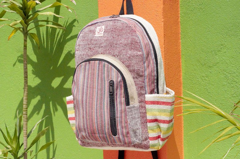 情人节礼物 限量一件 手工棉麻拼接设计后背包 / 肩背包 / 民族登山包 / 拼布包 - 彩红森林民族后背包 - 后背包/双肩包 - 棉．麻 多色