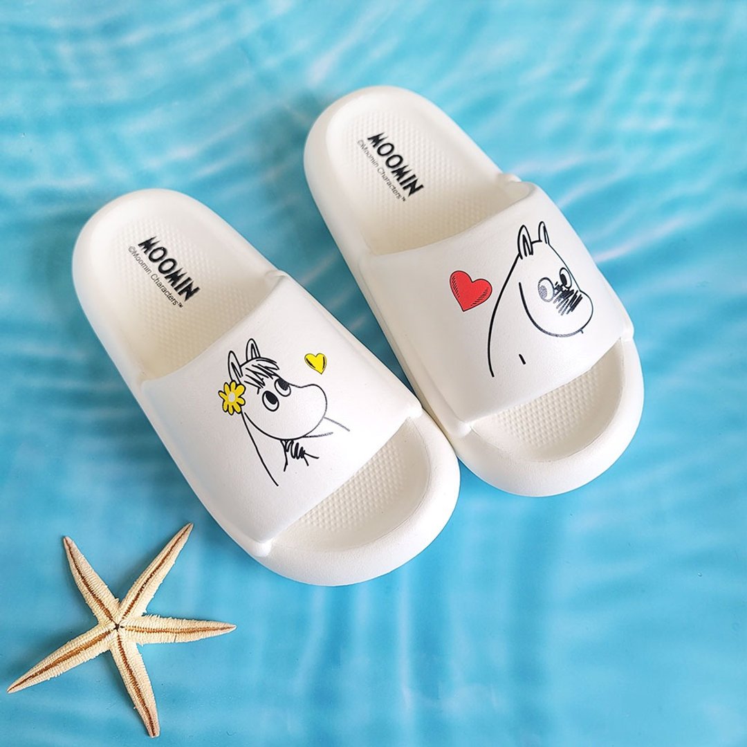 【Pinkoi x Moomin】馒头厚底拖鞋 -白  Moomin姆明与歌妮 防水鞋 - 拖鞋 - 防水材质 白色