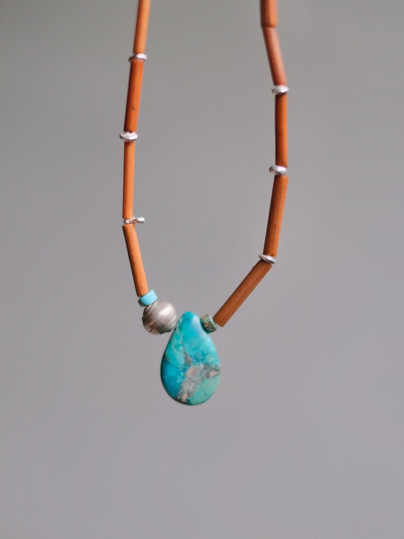 阿富汗石坠绿松石项链 - 项链 - 半宝石 绿色