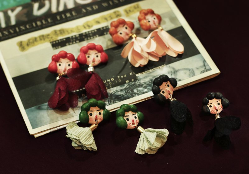 礼物俏皮短发女孩-流苏*耳钉*耳环*耳饰 - 耳环/耳夹 - 陶 