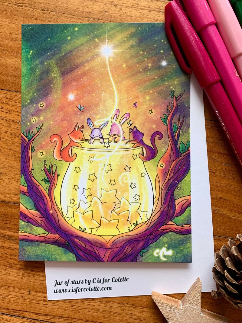 一罐星星明信片 - 卡片/明信片 - 纸 绿色