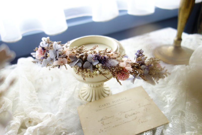 浪漫粉紫绣球花环-新娘花环手腕花/新生儿/头饰/生日/新秘饰品 - 干燥花/捧花 - 植物．花 多色