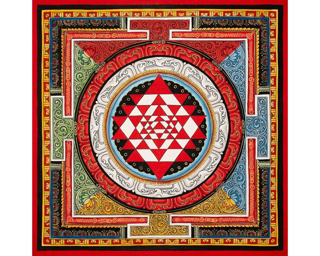 Shree Yantra 曼陀罗唐卡——财富与神圣平衡的神圣几何 - 墙贴/壁贴 - 其他材质 多色