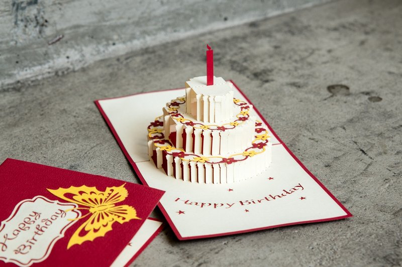 3D生日庆贺立体卡片 - 卡片/明信片 - 纸 红色