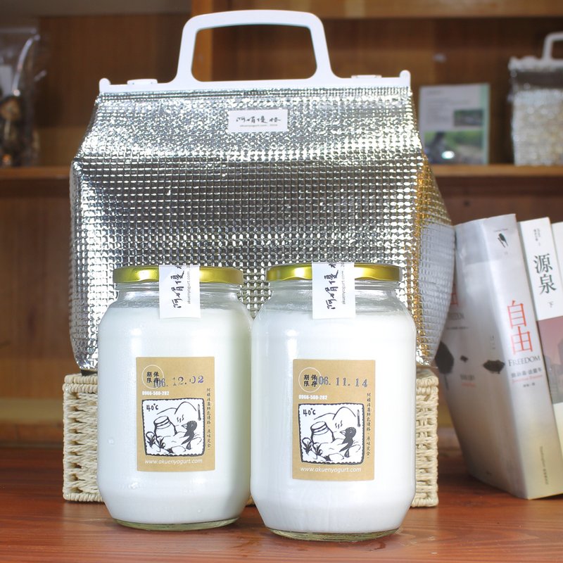 阿娟优格居家罐礼袋 | 微酸 无糖口味 居家罐优格 两罐 - 谷物麦片 - 玻璃 白色