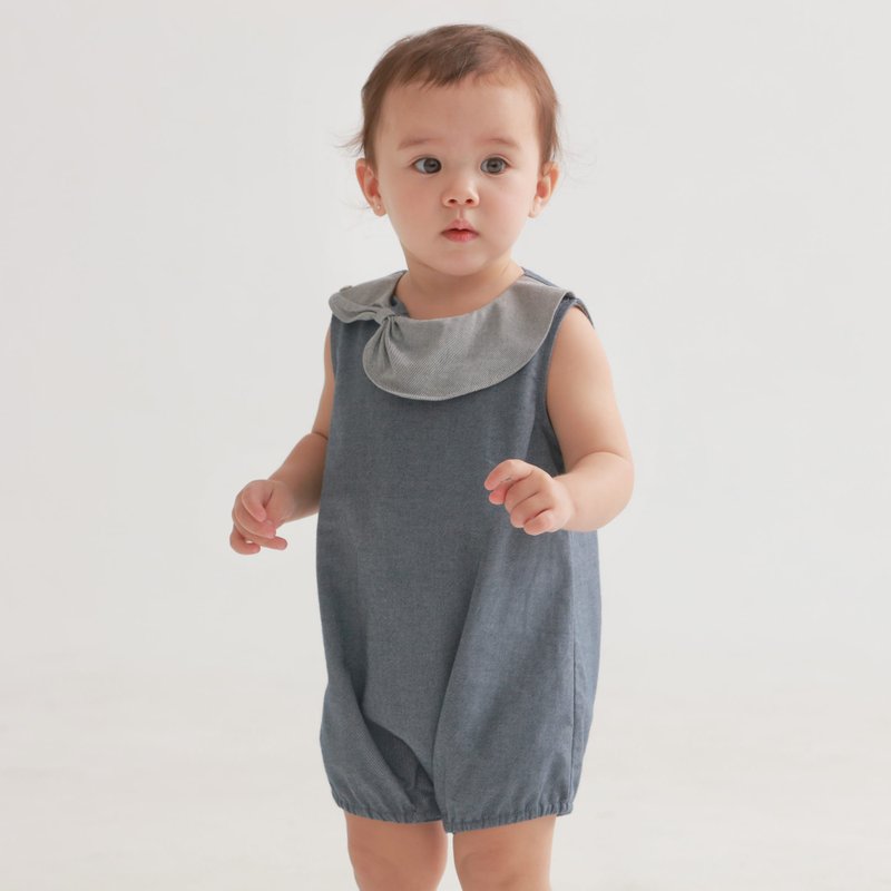 泡泡牛仔包屁裤(水蓝/牛仔蓝) - 包屁衣/连体衣 - 棉．麻 蓝色