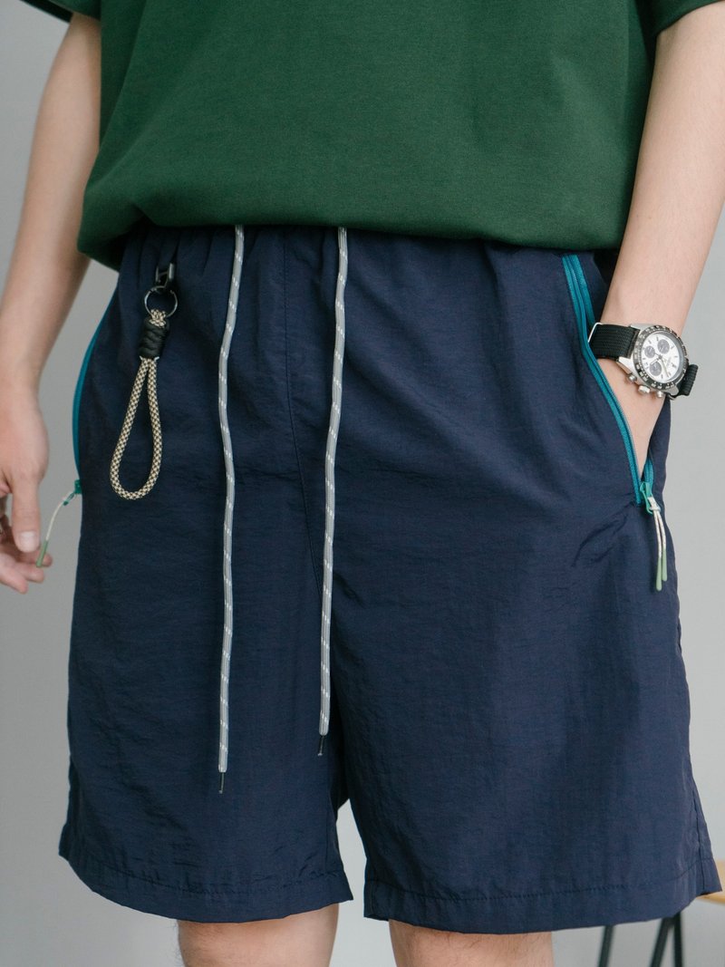 SHORTS 山系轻薄透气五分速干短裤 户外露营溯溪撞色拉链口袋裤 - 男士短裤 - 其他人造纤维 灰色