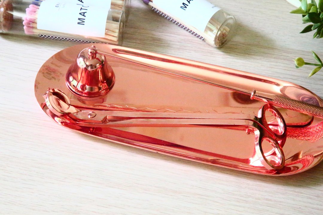【蜡烛工具】灭烛罩  烛芯剪  烛芯钩  托盘 绒布-玫瑰金 - 蜡烛/烛台 - 其他金属 