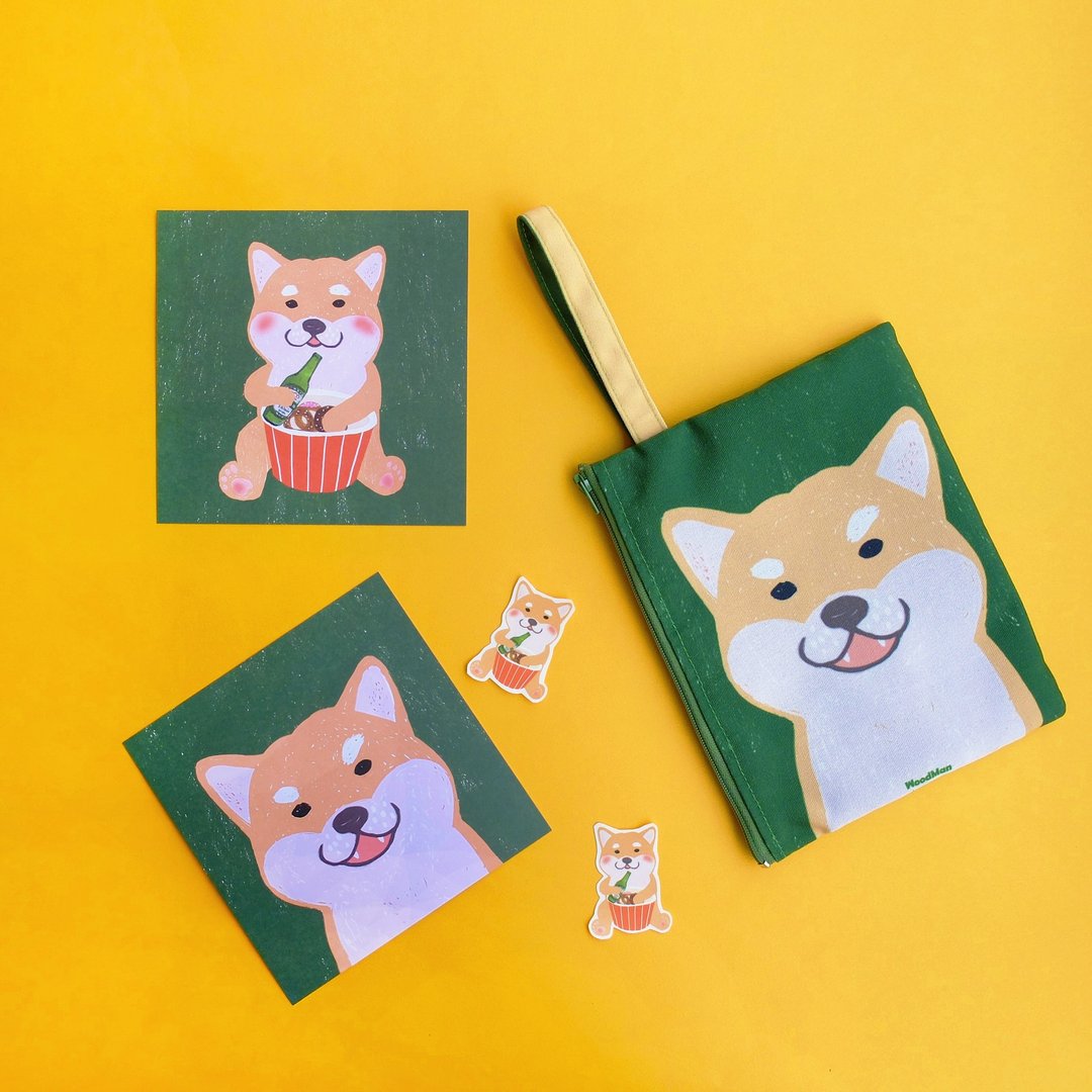 Goody Bag -微醺柴柴周年庆福袋 - 化妆包/杂物包 - 棉 绿色