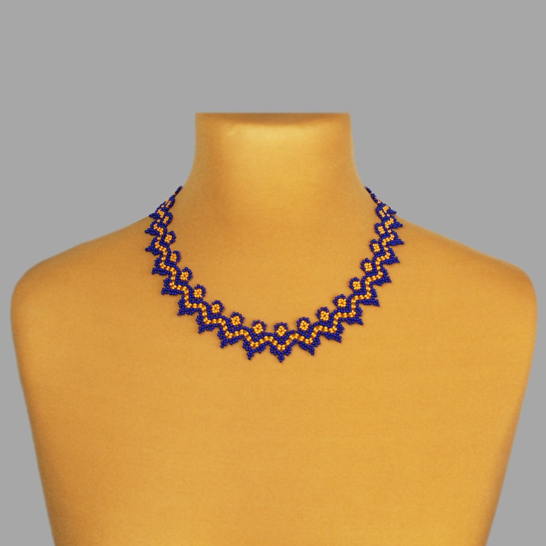 Blue and yellow necklace elegant bead jewelry - 项链 - 玻璃 蓝色