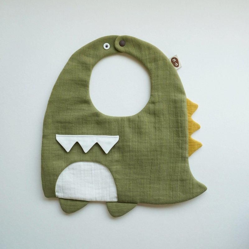 【 Laukku.u 】恐龙围兜 - 围嘴/口水巾 - 棉．麻 绿色