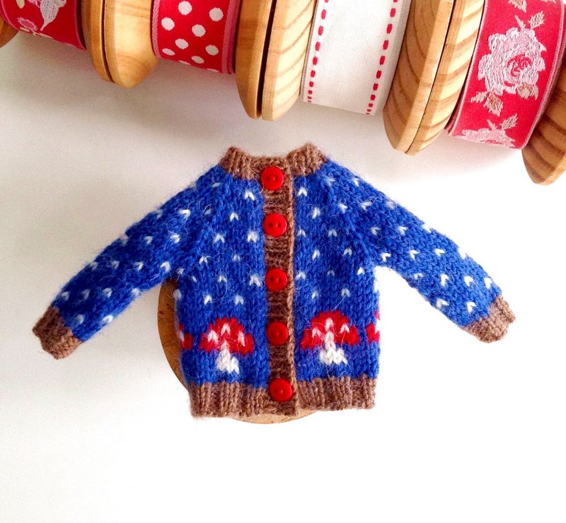 Cardigan handmade for Blythe. Blythe knitted cardigan. Blythe doll clothes. - 玩偶/公仔 - 羊毛 蓝色