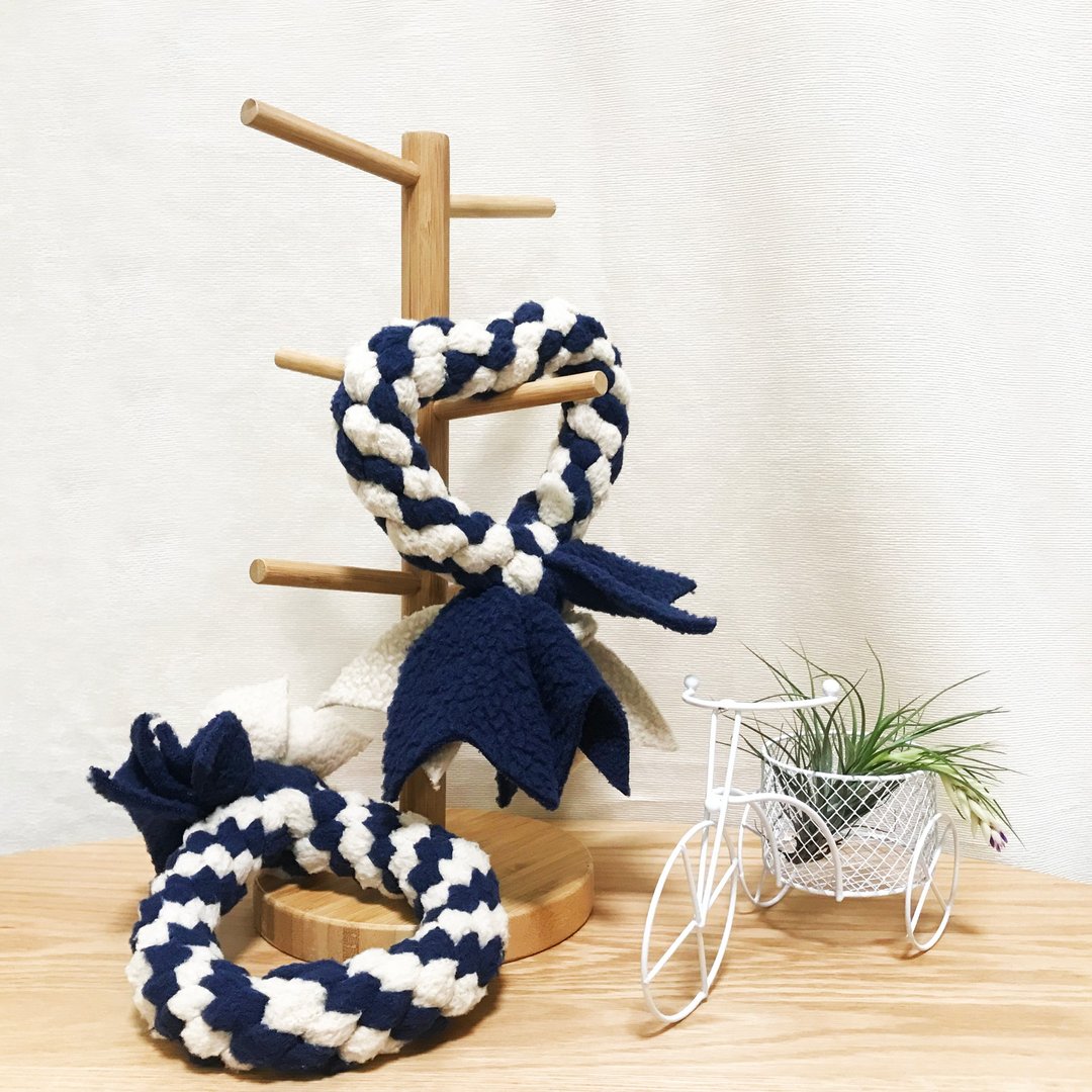 【手作玩具】刷毛麻花结绳玩具 + 鱼尾绳 (3 入组) 啃咬玩具 磨牙 - 玩具 - 聚酯纤维 多色