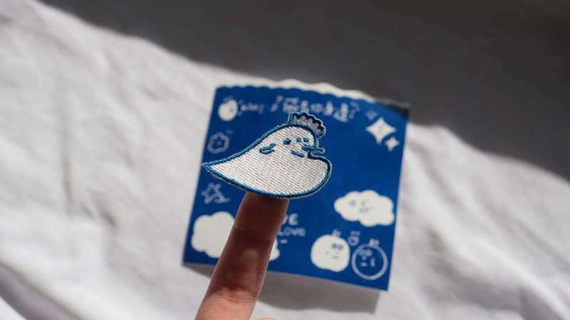 | 刺绣徽章贴+贴纸背卡 | 送给心爱唉郎 - 徽章/别针 - 绣线 蓝色