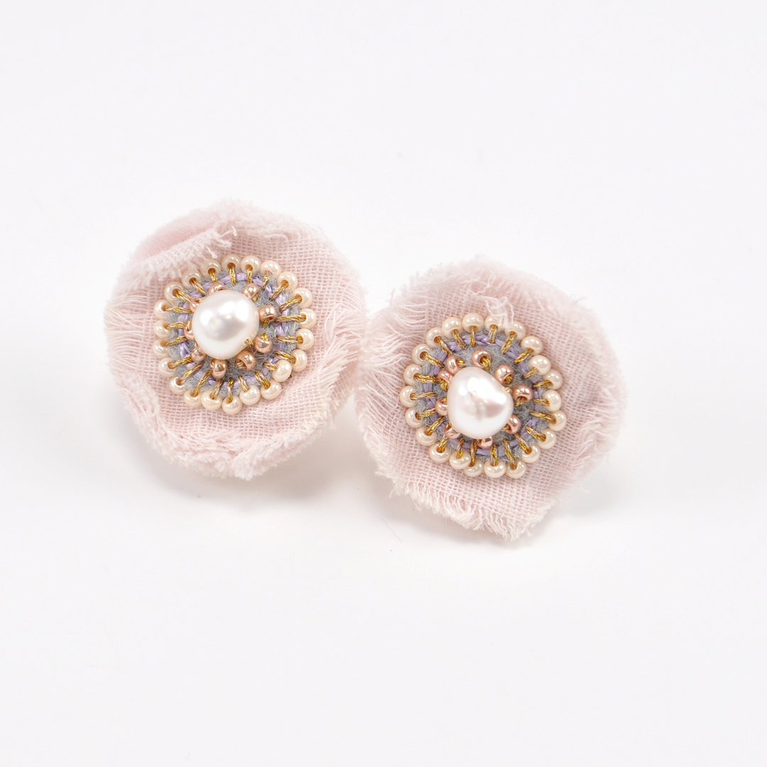 new old stock, clip-on earrings, statement flower earrings, pink earrings,  No.7 - 耳环/耳夹 - 塑料 粉红色