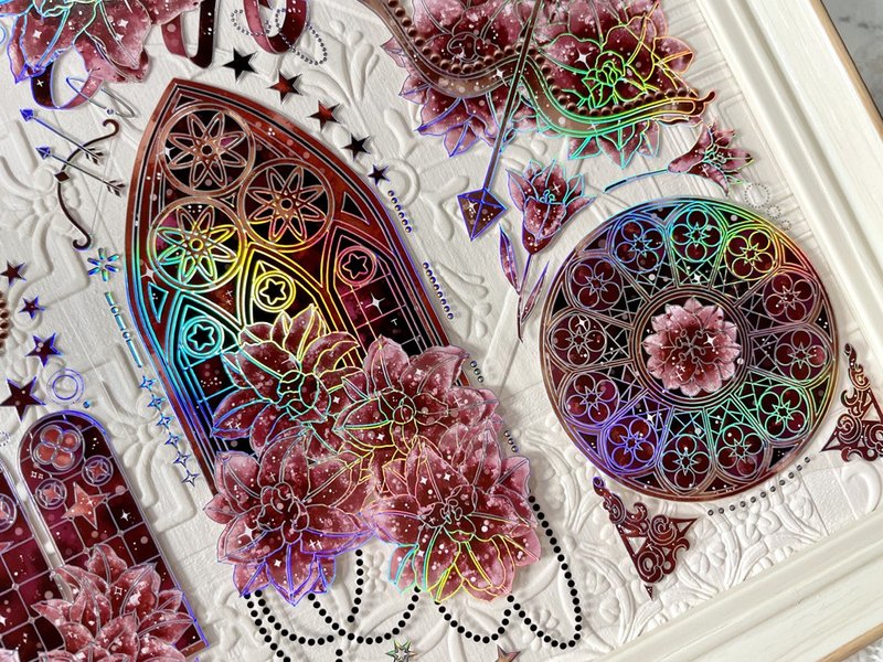 血色王朝 PET 紙膠帶 鐳射銀 10米卷 - 纸胶带 - 其他材质 粉红色