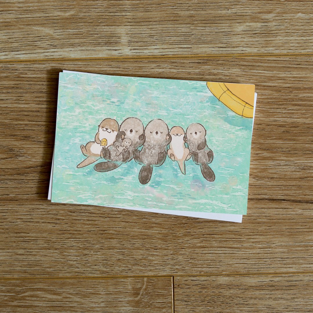 Shine原创水獭海獭联谊会可爱插画明信片 - 卡片/明信片 - 纸 